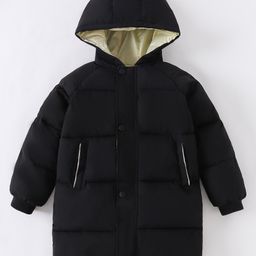 Kookie Kids Full Raglan Sleeves Hooded Padded Jacket - Black-picture-11