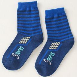 Model Knitted Socks With Stripes Design - Blue-image-69