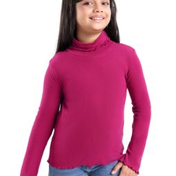 Honeyhap Premium Cotton Elastane Full Sleeves Solid Colour Top with Bio Finish - Anemone Maroon-image-85