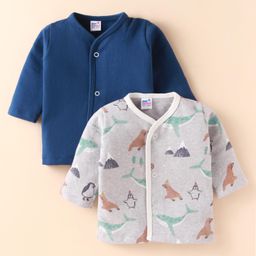 Ben Benny Fleece Knit Full Sleeves Jhablas with Sea Life Print Pack of 2 - Navy Blue & Grey-image-37