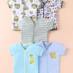 OHMS Single Jersey Knit Half Sleeves Jhablas with Animal Print & Stripes Pack of 5 - Multicolor-picture-17