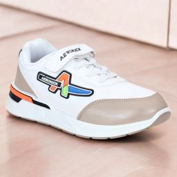Lil Lollipop Colour Blocked & Aerokick Text Designed With Velcro Closure Shoes - White-image-6