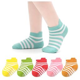 MOMISY Cotton Pack Of 6 Striped Anti Skid Socks - Multi Colour-image-33