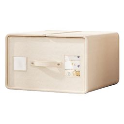 House of Quirk Bed Sheet and Clothes Storage Bags Non-Woven Closet Organizer with Handles for Bedding, Blankets, and Comforters 1-PACK Large Beige-14