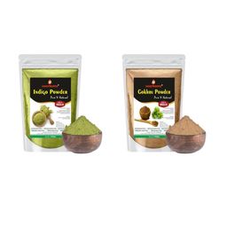 VOORKOMS Set Of 2 Indigo & Gokhru Powder For Natural Hair Color - 100 g Each-44