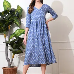 DECKEDUP Floral Print Empire Midi Dress-image-74