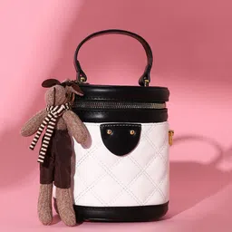 HAUTE SAUCE by Campus Sutra Colourblocked Leather Bucket Sling Bag with Tasselled-50