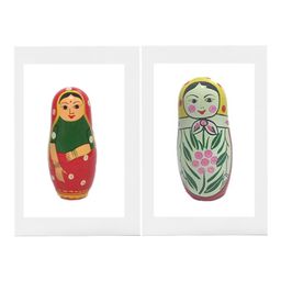 Funwood Games Indian Traditional Wooden Nesting Doll & Russian Matryoshka Wooden Dolls- Set 2 Assorted Color image 2