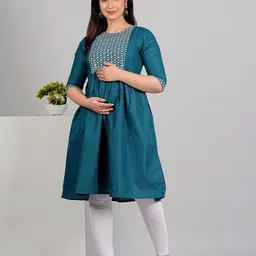 RIAANA Women Ethnic Motifs Embroidered Thread Work Maternity Anarkali Kurta-picture-58