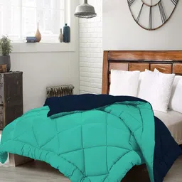 CHICERY Green & Blue AC Room 200 GSM Reversible Double Bed Comforter-picture-16