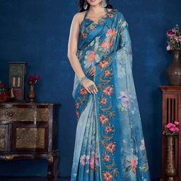Mitera Floral Printed Zari Saree-picture-23