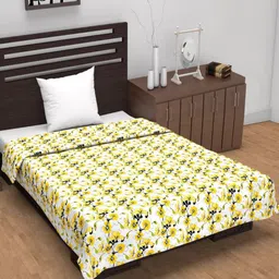 Divine Casa Yellow & Green Floral AC Room 120 GSM Single Bed Dohar-image-89