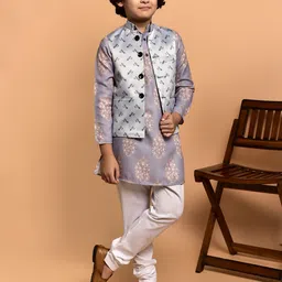 PRINTINDIA Boys Ethnic Motifs Printed Regular Straight Kurta with Pyjamas-picture-16