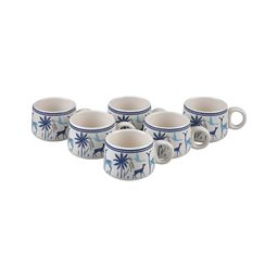 CDI White & Blue Printed Ceramic Glossy Cups Set of Cups and Mugs image 4