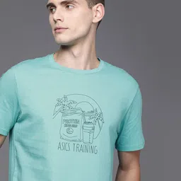 ASICS Men Green  Black Graphic Tee 2 Printed Training Pure Cotton Training T-shirt-image-93