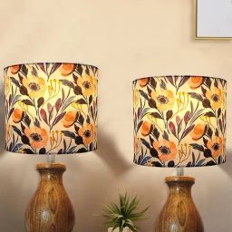 Homesake yellow Wood Modern Table Lamp with Shade - Set of 2-47