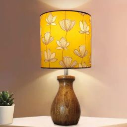 Homesake Orange Wood Modern Table Lamp with Shade-10