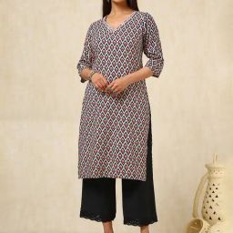 Soch Navy Blue Rayon Abstract Kurta-image-31