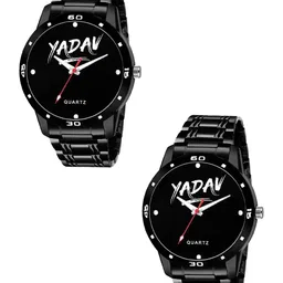 TARIDO Men Pack Of 2 Bracelet Style Straps Analogue Watch yadav watch black chain_Combo-image-74