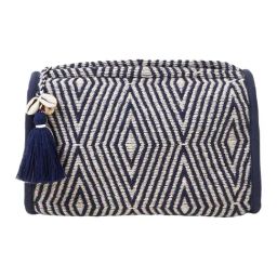 Accessorize London Navy Blue Woven Make Up Pouch-image-12