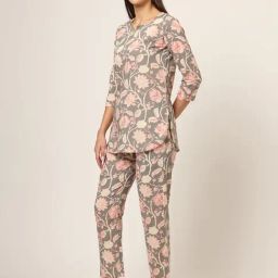 Divena Grey Printed Top With Pyjamas image 3
