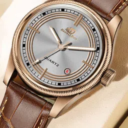DOUBLERUN Men Dial & Leather Bracelet Style Straps Analogue Multi Function Watch H05N7008 image 2