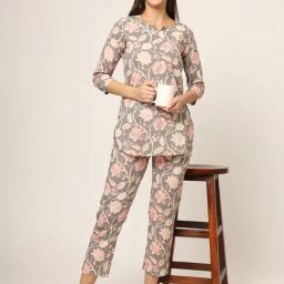 Divena Grey Printed Top With Pyjamas image 4