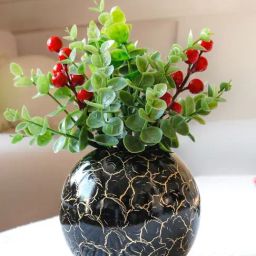 BEHOMA Home Collection Black Metal Textured Flower Vase-image-1