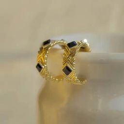 Perfectly Average Black Studded Textured Hoops for Women & Girls-image-6