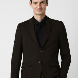 Peter England Elite Self Designed Notched Lapel Collar Slim-Fit Single Breasted Blazer-picture-7