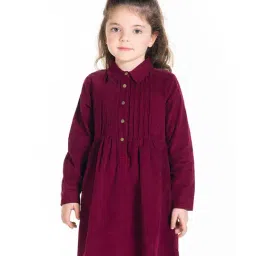 Cherry Crumble By Nitt Hyman Kids Maroon Solid Dress-image-89