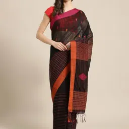 Kalakari India Black Woven Saree With Unstitched Blouse-image-20