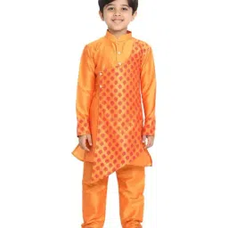 VASTRAMAY Kids Orange Printed Kurta Set-image-96