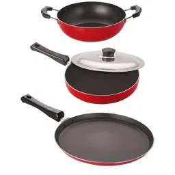 Nirlon Non-Stick Red Aluminium Non-Induction Cookware Utensil Item Set of 3 Piece-image-18