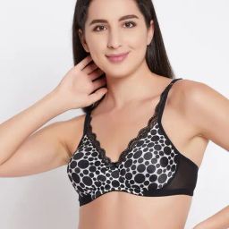 Clovia Black & White Polka Dots T-Shirt Bra-image-41