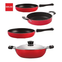 Nirlon Non-Stick Red Aluminium Chemical Free Kitchen Item Set of 4 Pieces-11