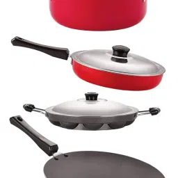 Nirlon Red Aluminium Non- Stick Cookware - Set of 4-2