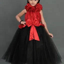 Pink Chick Kids Red & Black Regular Fit Gown-picture-19