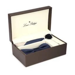 Louis Philippe Navy Bow Tie, Lapel Pin & Pocket Square - Set of 3-picture-10