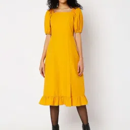 Vero Moda Yellow Below Knee A Line Dress-image-58
