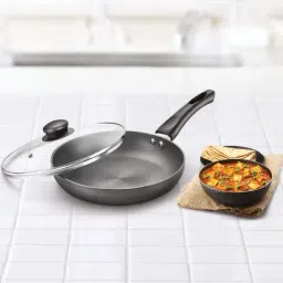 JUDGE Black & Transparent Hard Anodised 24 cm Gas & Induction Compatible Fry Pan With Glass Lid-4