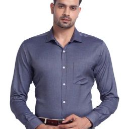 Park Avenue Blue Cotton Slim Fit Shirt-image-56