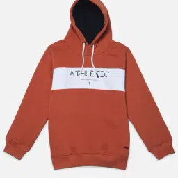 Crimsoune Club Kids Rust & White Color Block Full Sleeves Sweatshirt-7
