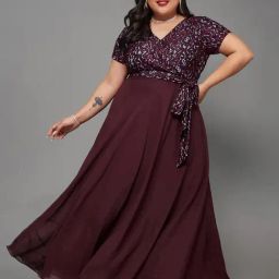 Miss Chase A+ Wine Lace Maxi Dress-image-53