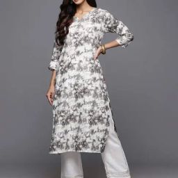 Varanga Grey Cotton Tie & Dye Straight Kurta-picture-16