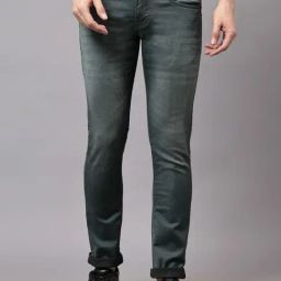 Cantabil Dark Green Regular Fit Jeans-picture-18