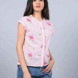 CRIMSOUNE CLUB Pink Embroidered Shirt-image-70