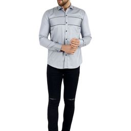 Metronaut Men Regular Fit Spread Collar Horizontal Striped Cotton Casual Shirt-image-42
