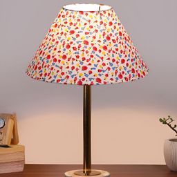 Aura White & Blue Printed Metal Frustum Shaped Table Lamp-16