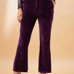 Madame Purple Self Design Regular Fit Trousers-picture-30